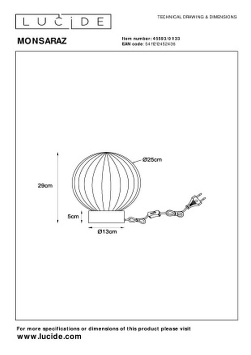 Lucide MONSARAZ - Stolná lampa - Ø 25 cm - 1xE27 - Zelená